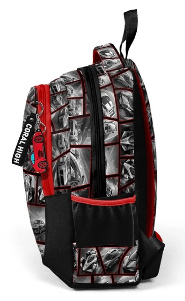 Coral High Üç Gözlü Erkek Çocuk Siyah Kırmızı Arabalar İlkokul ve Ortaokul Sırt Çantası - Resim 4