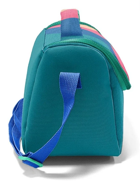Coral High İlkokul Kız Çocuk Okul Beslenme Çantası, Yeşil Mavi Pembe Renkli Çizgili, Termoslu (Isı Yalıtımlı) - Resim 3