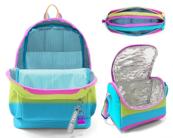 Coral High İlkokul Üçlü Okul Başlangıç Çanta Seti - Pembe Turuncu Renk Geçişli, Kız Çocuk - Resim 2