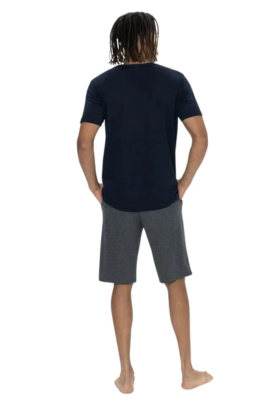 Us Polo Erkek Kısa Kol Lacivert Şortlu Pijama Takım 18904 - Resim 3