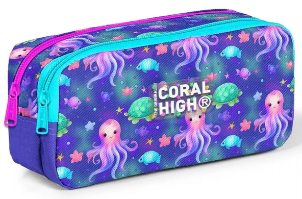 Coral High Kız Çocuk Mavi Deniz Anası Baskılı İki Gözlü İlkokul Kalemliği