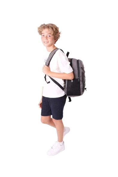 Jordan Air New Orlieans Gri Üç Bölmeli Okul, Günlük, Seyahat Sırt Çantası - Erkek - Q3157 - Resim 5