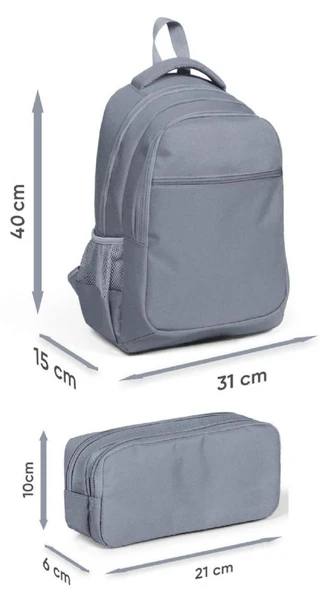 Coral High Üç Bölmeli İlkokul Sırt Çantası ve İki Bölmeli Kalemlik - Erkek Çocuk - Siyah - Resim 3