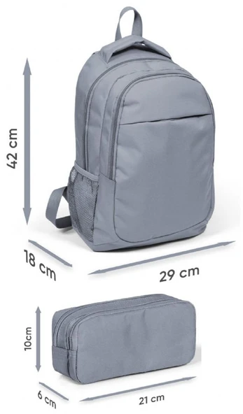 Coral High İlkokul/Ortaokul Sırt Çantası ve İki Bölmeli Kalemlik Seti - Kız Çocuk - Kalp Baskılı Siyah Pembe - Resim 2