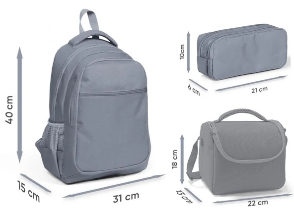 Coral High Üç Gözlü Çok Renkli Renk Geçişli Gradyan, Kız Çocuk, İlkokul Üçlü Okul Çanta Seti - Resim 3