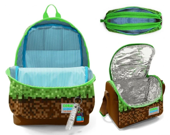 Coral High İlkokul Üçlü Okul Başlangıç Çanta Seti - Yeşil Kahverengi Craft, Erkek Çocuk - Resim 2