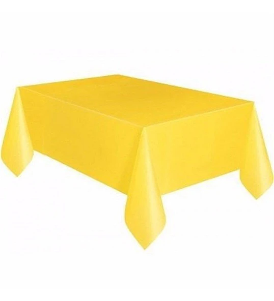 Plastik Naylon Su Geçirmez Parti Piknik Renkli Masa Örtüsü - 120x180 Cm. - Sarı - 1 Adet ürün görseli