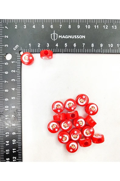 AYYILDIZ VE ATATÜRK TEMALI AKRİLİK BONCUK (10 ADET) - Resim 2