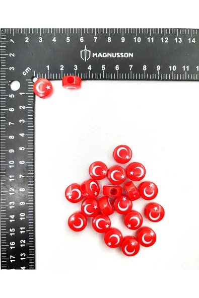 AYYILDIZ VE ATATÜRK TEMALI AKRİLİK BONCUK (10 ADET) ürün görseli 1