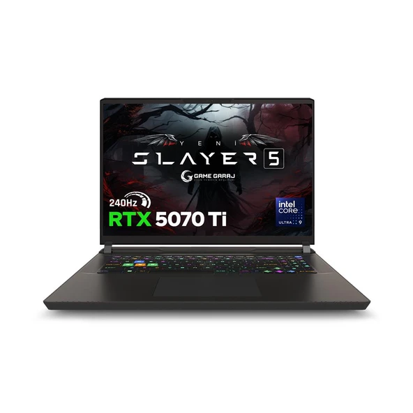 Game Garaj Slayer5 9XL-5070Ti C3 Intel Ultra 9 275HX 64GB RAM 2TB SSD RTX5070Ti 17" QHD+ IPS 240Hz FreeDOS Gaming Laptop - 2