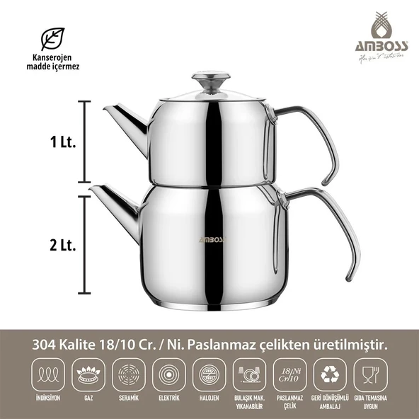 Amboss Cool Çelik Saplı Orta Boy Çaydanlık - 3