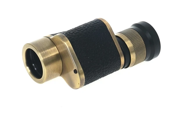 6x24  Baıgısh, Askeri Tarzi Pirinç Ve Deri Kaplamalı, Deri Çantalı Monocular Dürbün Sarı - 2