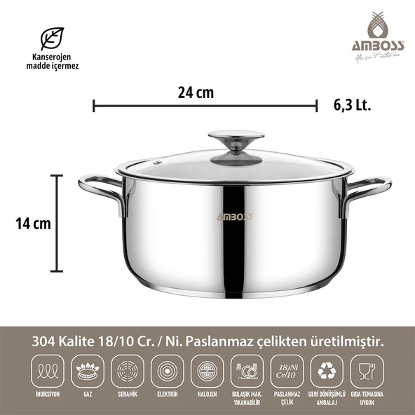 Amboss Cool 8 Parça Paslanmaz Çelik Tencere Seti - 5