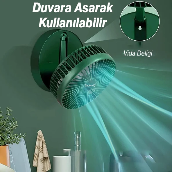 Katlanabilir Masaüstü Sessiz Masa Vantilatörü Usb Şarjlı Taşınabilir Portatif Teleskopik Araç Oto - 8