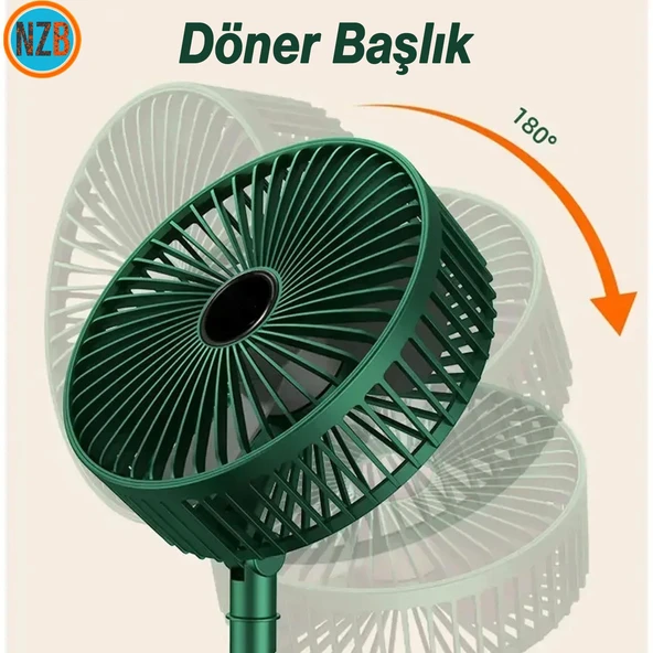 Katlanabilir Masaüstü Sessiz Masa Vantilatörü Usb Şarjlı Taşınabilir Portatif Teleskopik Araç Oto - 7