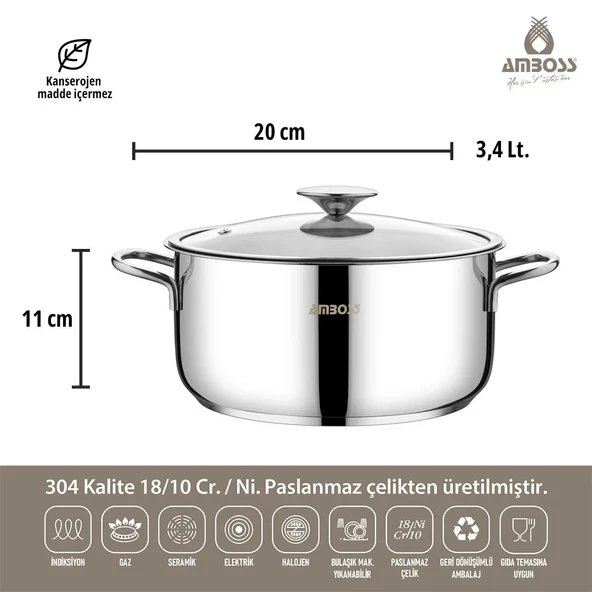 Amboss Cool 8 Parça Paslanmaz Çelik Tencere Seti - 4