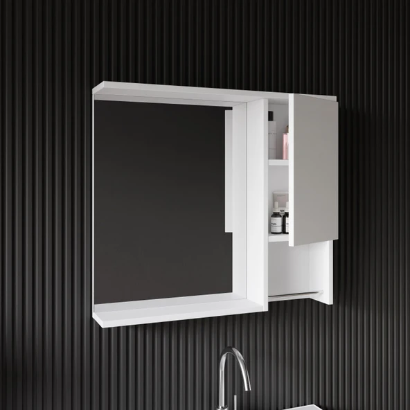 Karen Banyo Deniz Banyo Dolabı Seti, 80 Cm Beyaz, Lavabo Dahil, Lavabolu - 3