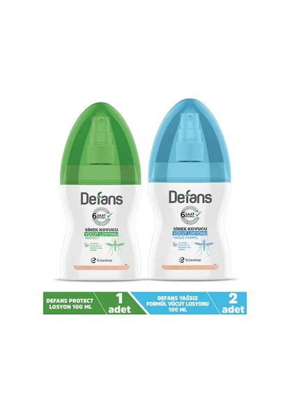 DEFANS PROTECT SİNEK KOVUCU VÜCUT LOSYONU 100 ML + DEFANS SİNEK KOVUCU VÜCUT LOSYONU 100 MLx 2 ürün görseli 1