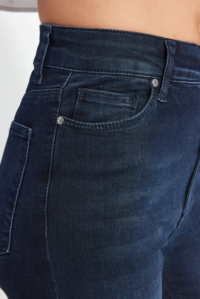 Lacivert Yüksek Bel Skinny Jeans - 3