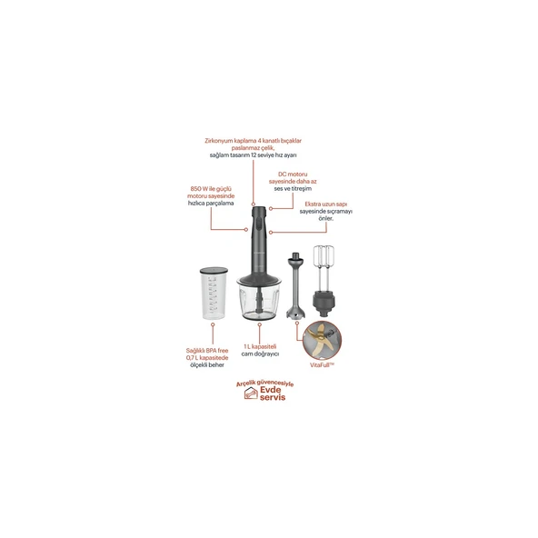 Grundig HBS 7285 CDX Delisia Novus 850W Blender Seti - 4