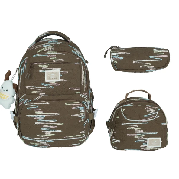 Relaxion İthal Kahverengi Üçlü Set Çocuk İlkokul Çantası 1430 ürün görseli