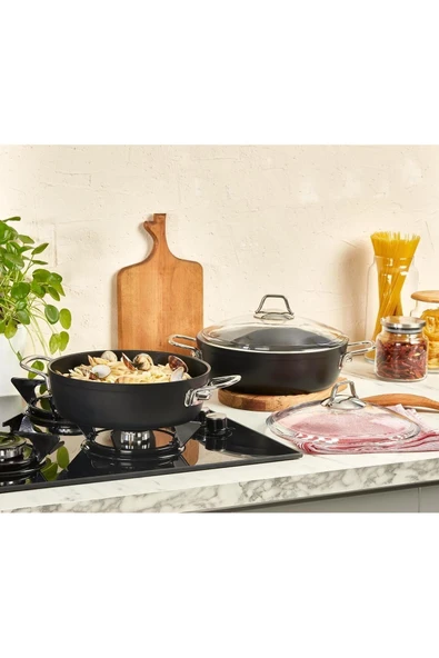 Amboss Dark 26 cm Basık Titanyum Kaplama Tencere - 4