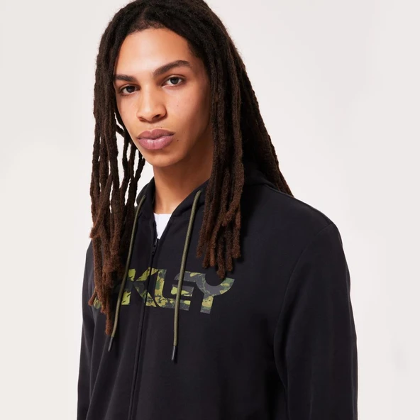 Oakley Teddy Full Zip Hoodie Kapşonlu Sweatshirt FOA403057 03K Black Tiger Mint Camo - Resim 5