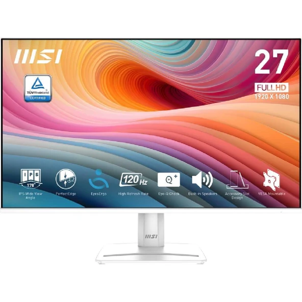 MSI PRO MP275W E2 27" 120Hz 1ms HDMI DP D-Sub Anti-glare Adaptive-Sync FHD Beyaz IPS Monitör