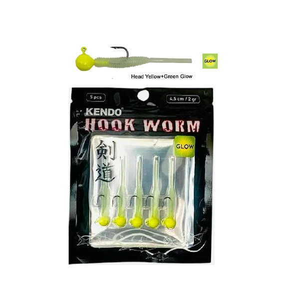 Kendo Hook Worm Jig head'Li Hazır Lrf Silikonu 2gr+4.5cm 5 Adet - 4