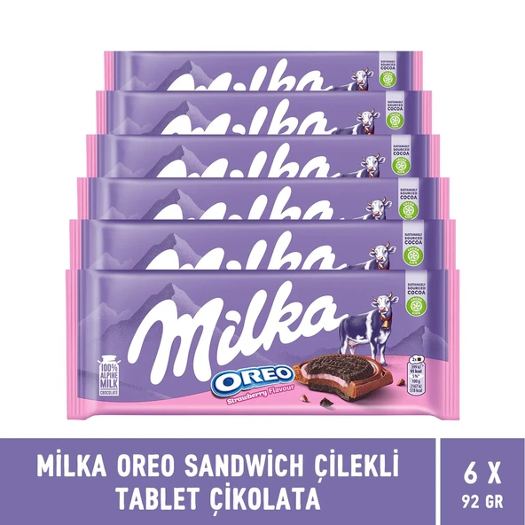 Milka Oreo Sandwich Çilekli Tablet Çikolata 92 gr - 6 Adet - 2
