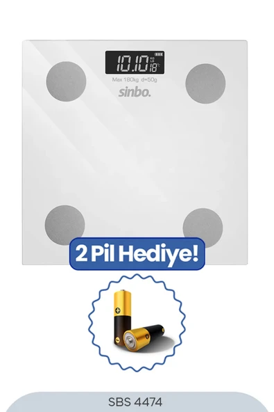 SİNBO SBS-4474 26x26 CM Bluetooth Dijital Yağ Su Kas Vücut Kitle Endeksi Kilo Ölçer Tartı Baskül
