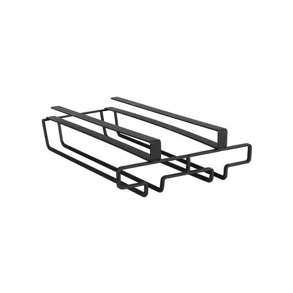 Saban Metal Kadeh Bardak Tutucu – 6 Bardak Kapasiteli Organizer Siyah, 20x7x28 cm - 3