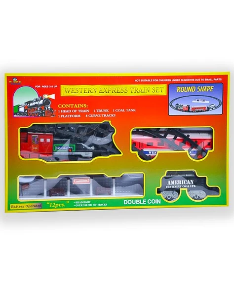 Pasifik Toys Western Express 12 Parça Işıklı ve Sesli 3lü Tren Seti 7019