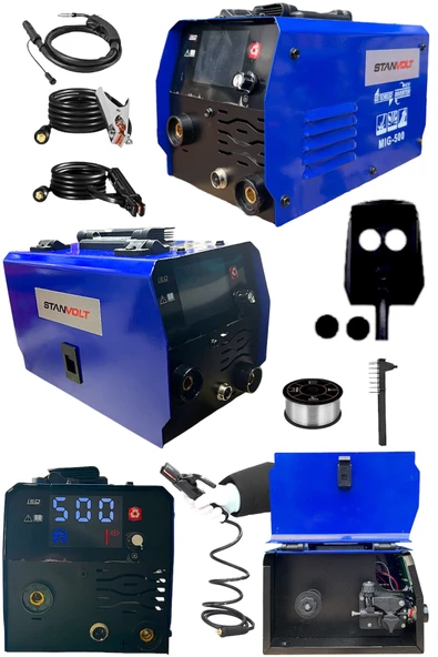STANVOLT MIG-500 DİJİTAL GÖSTERGELİ İNVERTÖR GAZALTI KAYNAK MAKİNESİ 2 SÎ BİR ARADA MMA/MIG