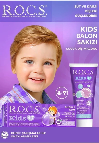 Rocs Kids Balon Sakızı Tadında 4-7 Yaş Florürsüz Diş Macunu 45 ml - 2