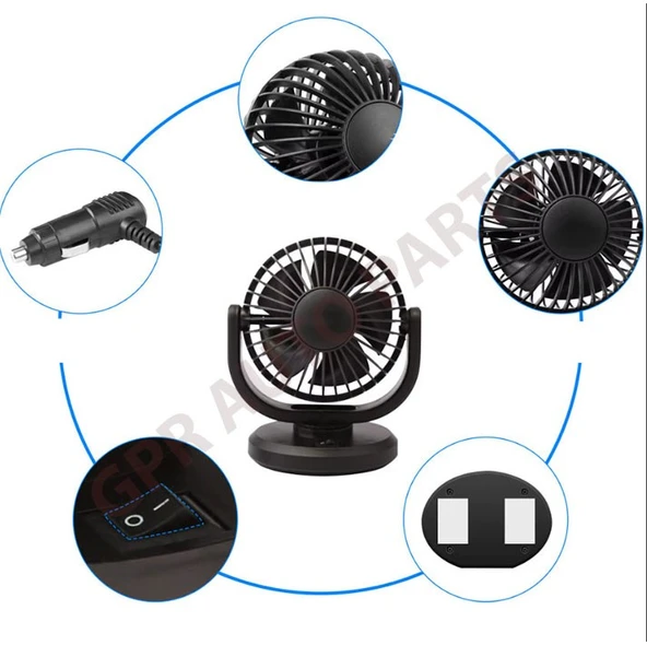 ARAÇ İÇİ TORPİDO ÜSTÜ 360 DERECE AYARLANABİLİR VANTİLATÖR FAN - 3