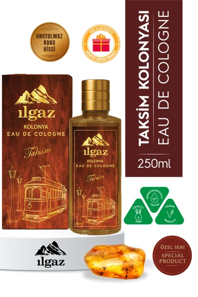 Taksim Kolonyası | Eau De Cologne Cam Şişe 250 ml | Türkiye Serisi Eski Ahşap ve Kehribar Kokusu