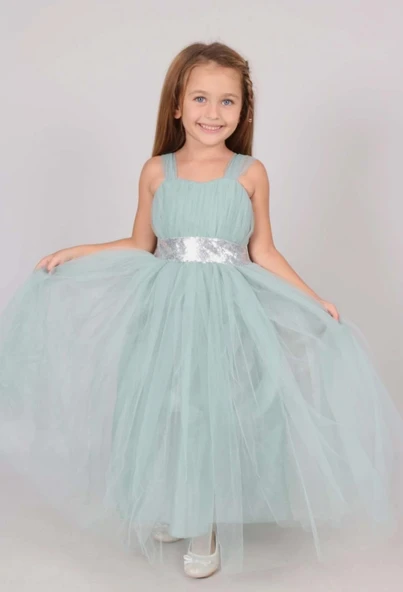 Kız Çocuk Tüllü Abiye Parti Ve Doğum Günü Elbise 6/10 Yaş