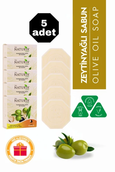 Zeytinyağlı Taş Sabun 5'li Eko Paket Nemlendirici ve Onarıcı Kuru Cilt Bakımı - 5x125 gr