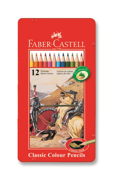 Faber Castell 12 Renk Kuru Boya Kalemi Metal Kutu