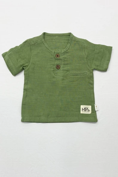 ERKEK BEBEK ŞORTLU TAKIM BİSİKLET YAKA DÜĞMELİ DÜZ RENK A79 - 11