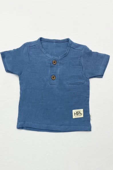 ERKEK BEBEK ŞORTLU TAKIM BİSİKLET YAKA DÜĞMELİ DÜZ RENK A79 - 8