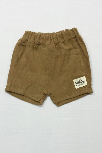 ERKEK BEBEK ŞORTLU TAKIM BİSİKLET YAKA DÜĞMELİ DÜZ RENK A79 - 3