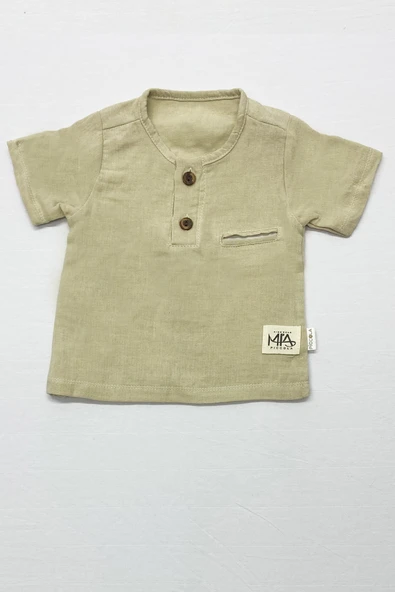 ERKEK BEBEK ŞORTLU TAKIM BİSİKLET YAKA DÜĞMELİ DÜZ RENK A79 - 5