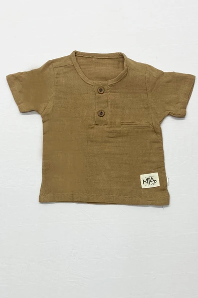 ERKEK BEBEK ŞORTLU TAKIM BİSİKLET YAKA DÜĞMELİ DÜZ RENK A79 - 2