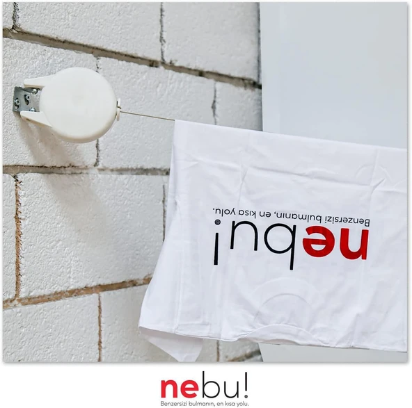 NEBU Duvara Monte Tek Ipli Çek Bırak Katlanabilen Pratik Çamaşır Ipi 4.2mt - 3