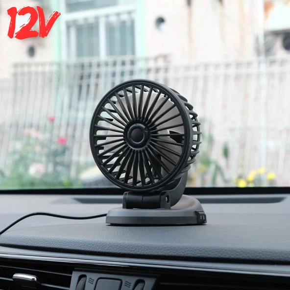 Araç İçi Vantilatör 360° Dönebilen Torpido Üstü Vantilatör 12v Uyumlu Tek Fanlı Soğutucu Fan Pervane - 5