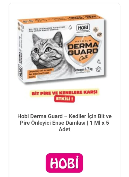 Hobi Derma Guard - Kediler İçin Bit ve Pire Önleyici Damla | 1 Ml - 2