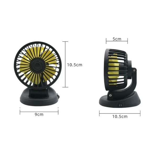 Araç İçi Vantilatör 360° Dönebilen Torpido Üstü Vantilatör 12v Uyumlu Tek Fanlı Soğutucu Fan Pervane - 8