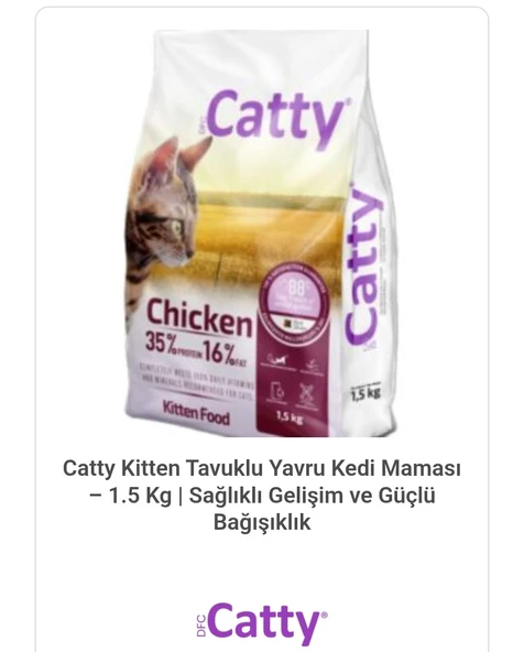 Catty Kitten Tavuklu Yavru Kedi Maması - 1.5 Kg | Sağlıklı Gelişim ve Güçlü Bağışıklık - 2